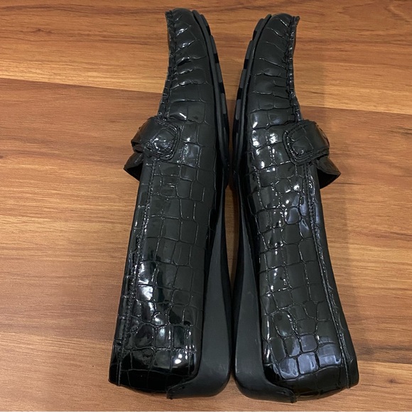 STUART WEITZMAN CIBW 40351 Black Croc Patent Leather Buckle Strap Loafers 8.5M - Picture 8 of 16